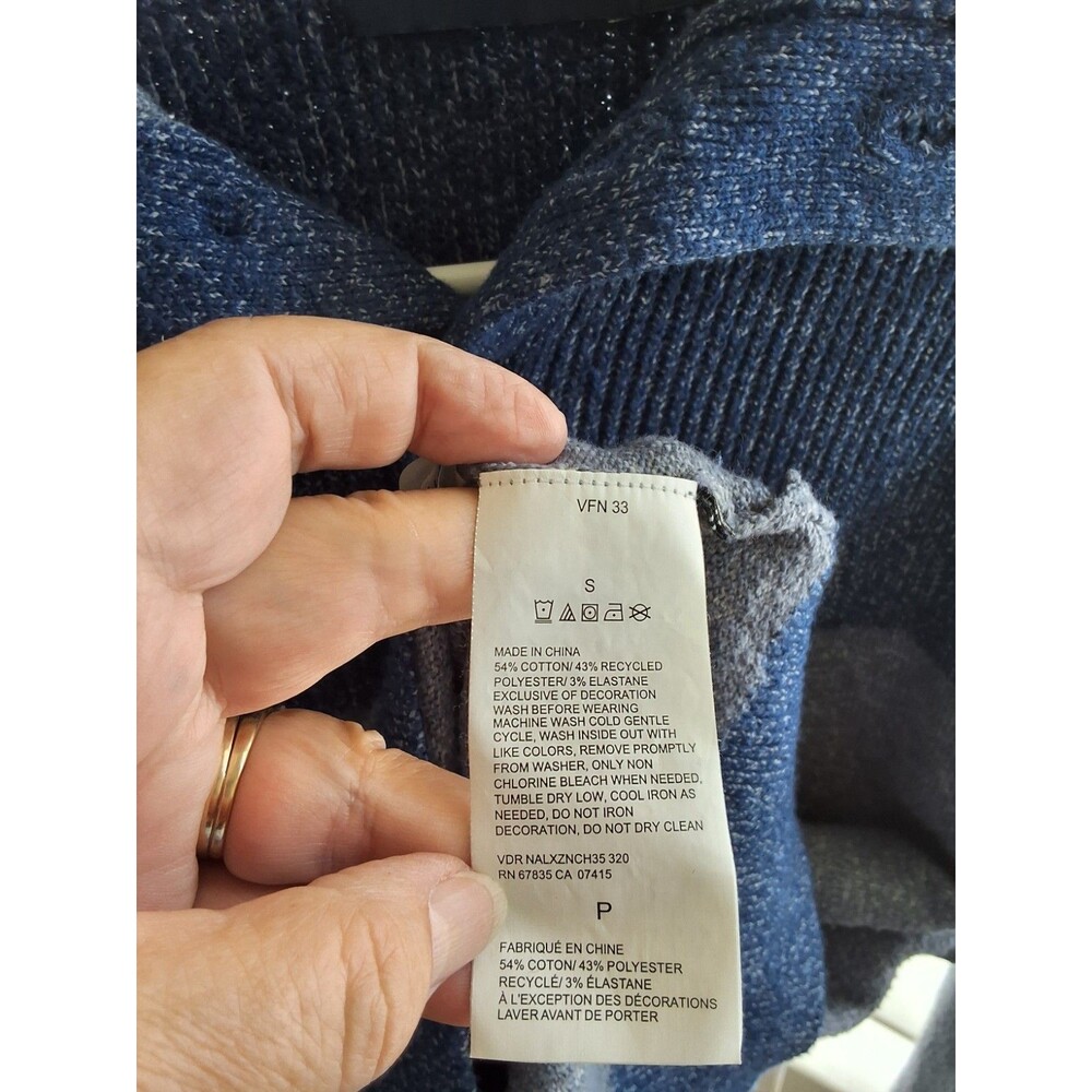 ​Nautica Sweater Blue Grey Colorblock Button Mock Neck Pullover  Mens S - Picture 8 of 8
